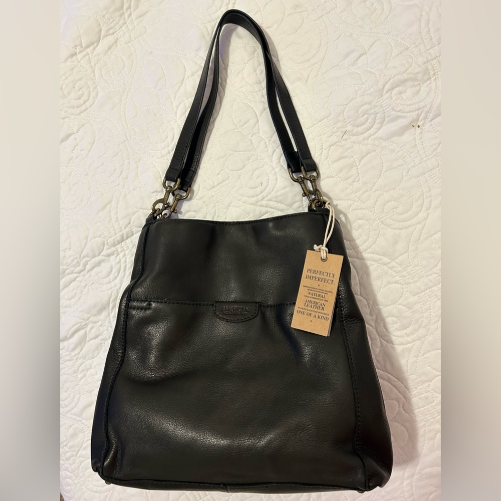 AMERICAN LEATHER “Austin Triple Entry” Hobo, Black, New with Tags, Save $105.00!